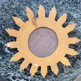 Vintage wooden and gold sun mirror