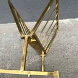 50s brass magazine rack, vintage design magazine rack