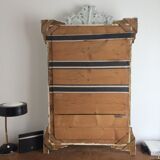 Mirror late 19th decorated fronton white and grey 135x82cm