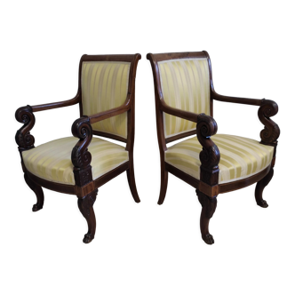 Pair of armchairs period Restoration