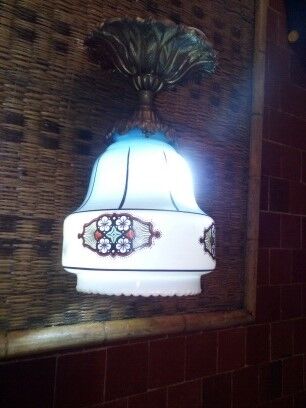 Bronze-mounted ceiling monboard globe opaline art deco year 1910/20