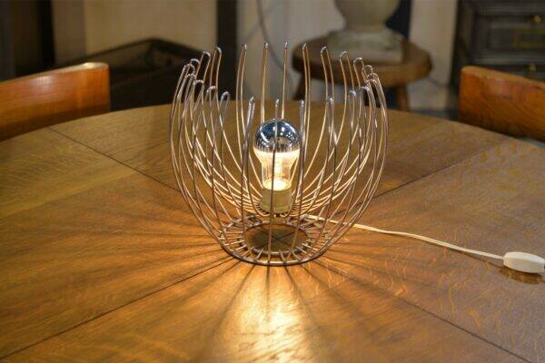 1970s chrome metal designer lamp
