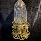 20th-century ceiling light, chiselled obus and brass.