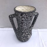 Vintage annette roux fat lava ceramic grey & white foams ancient vase