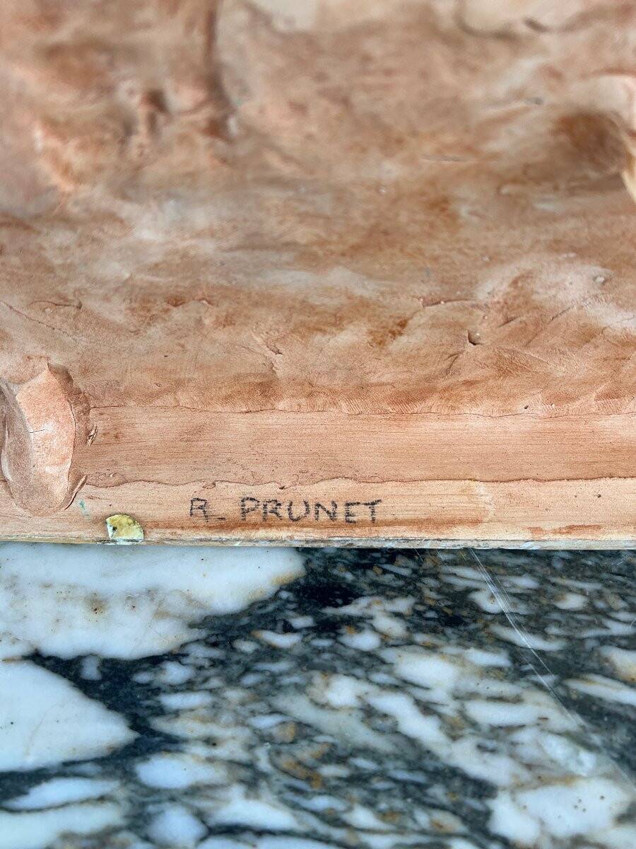 Glazed Ceramic Sculpture, Two Horses, Signed R. Prunet, 20th Century