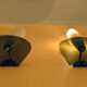 Set of two mid-century appliques in satin glass, crystal and chromed brass
