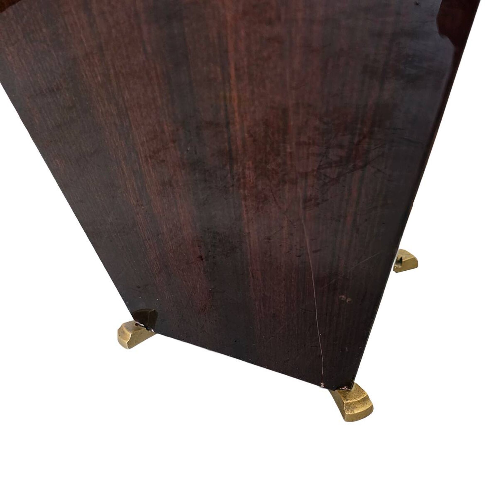 Antique French Mahogany paper Bin With Lion Heads, late 1800s