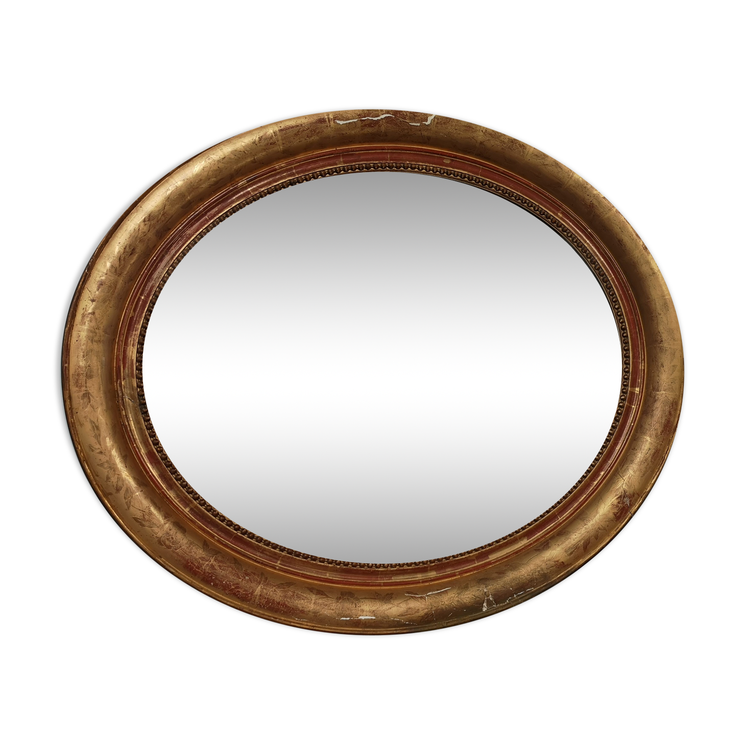 Oval mirror gilded wood - 84x100cm