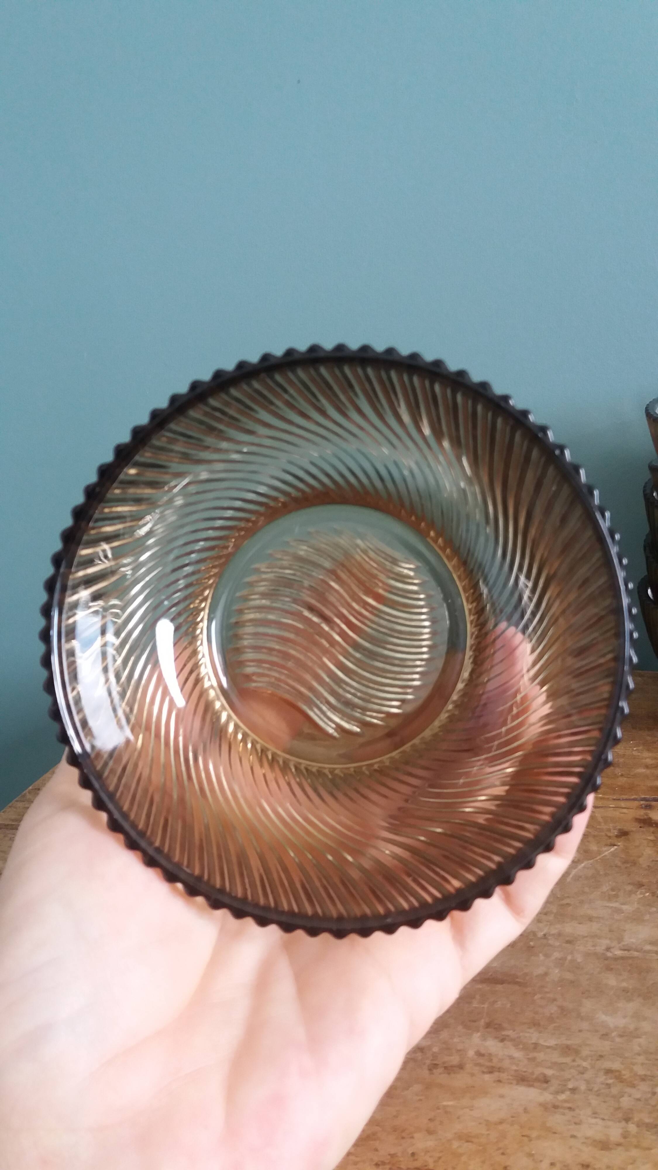 Service compotier saladier et coupelles en verre fumé