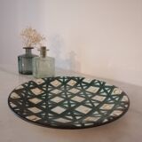 Plat Robert Picaut Vallauris D 31 cms signé vert foncé et marron en très bon état