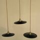 Trio de suspensions tôle émaillée noire et blanche vintage style indus