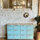 Old workshop cabinet with flaps, original patina.