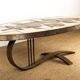 Table basse Française, Acier Chromé et Céramique par Barrois Vallauris 1960