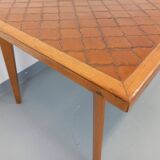 Rectangular wooden and ceramic dining table from the 50s and 60s