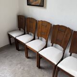 Set 6 chaises art déco chêne 1940