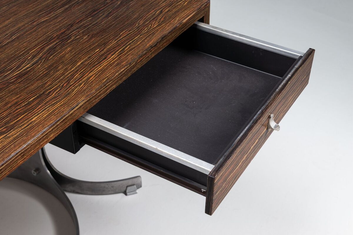 Trau Arredamenti Metallici S.P.A. large desk rosewood Italy 1960