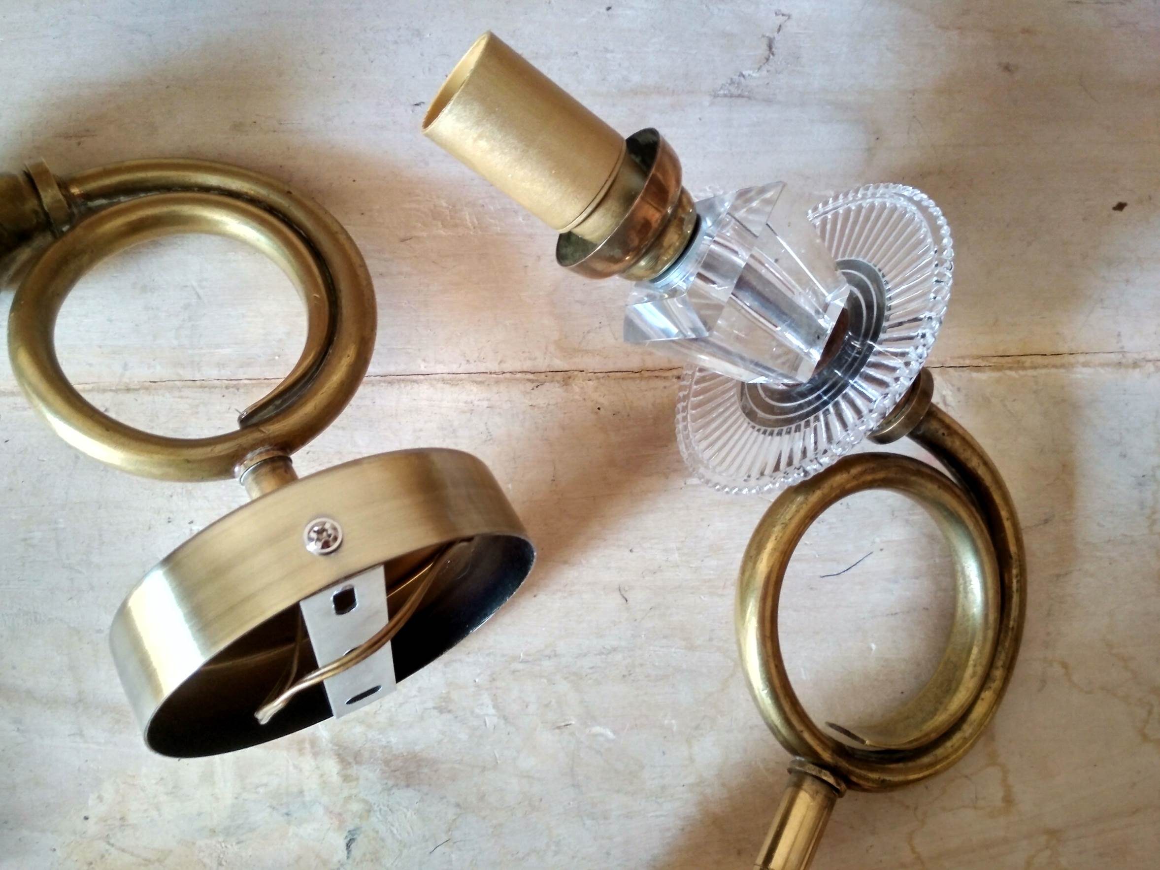 Pair of old brass wall sconces