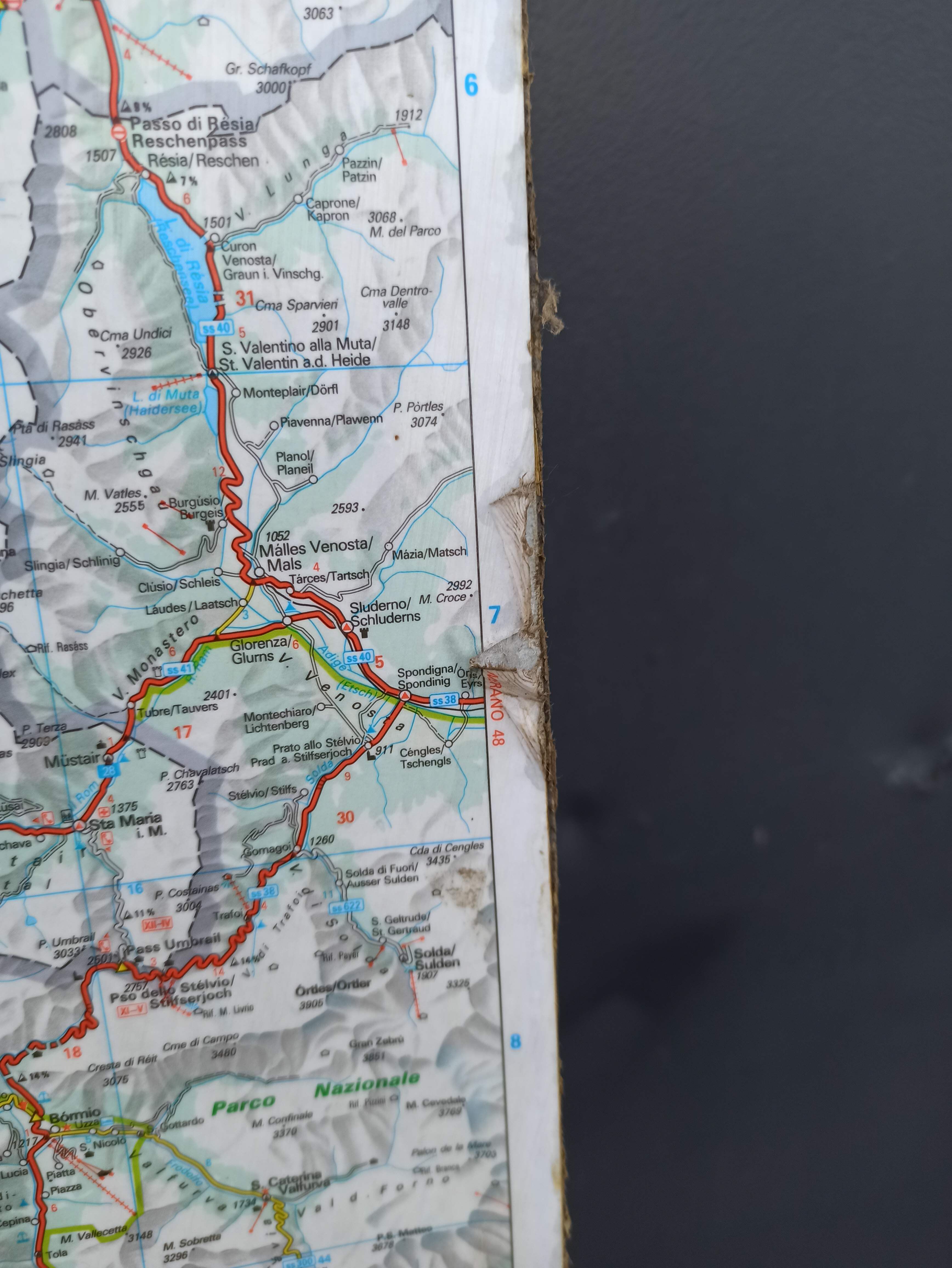 Very large Swiss road map on tole - 126 x 86.5 cm