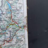 Very large Swiss road map on tole - 126 x 86.5 cm