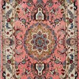 Tapis persan tabriz en laine et soie fait sur soie 70 raj