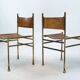 Set of 4 Brass and Leather Chairs by Luciano Frigerio, Italy, 1970s