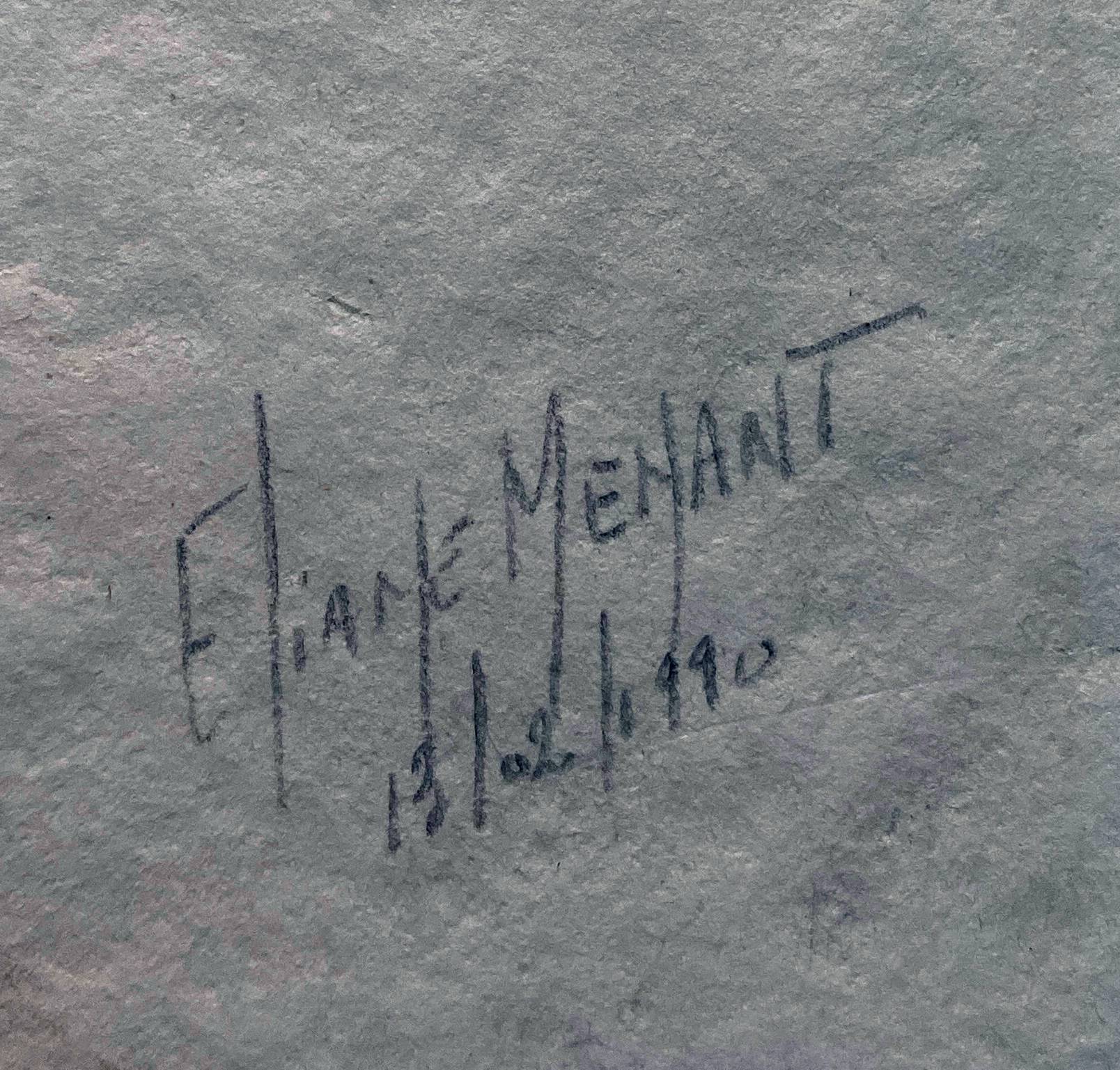 Watercolor Painting "Sheer Nude" Eliane Menant 1990