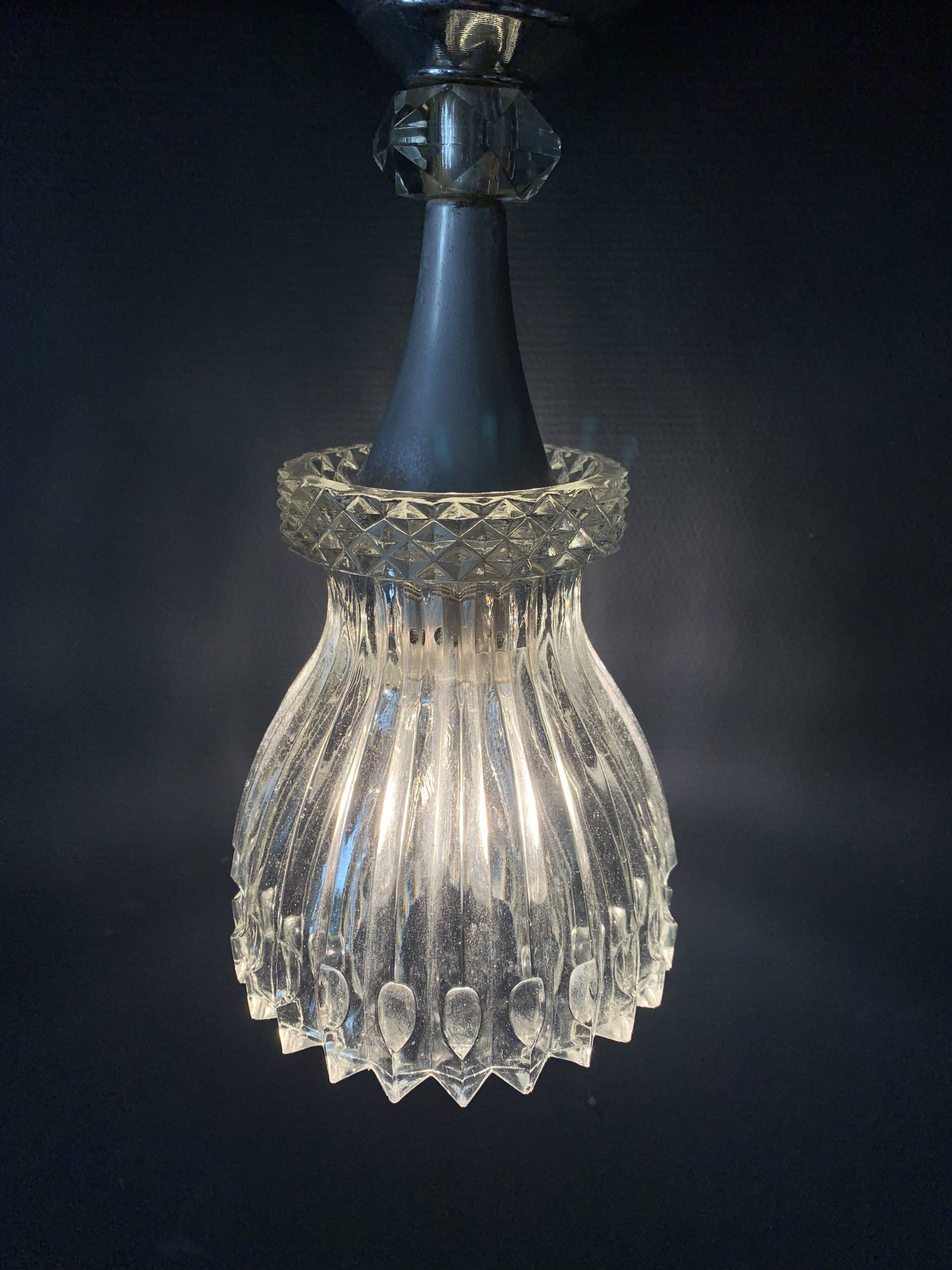 Cut glass and metal ceiling light, 1960s, Germany