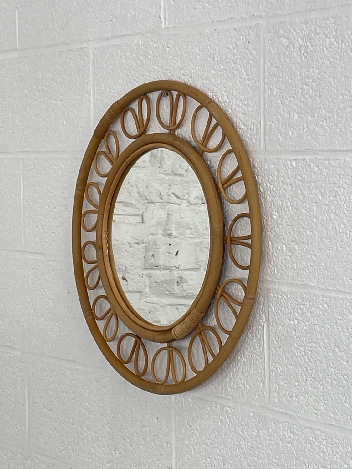 1950s round mirror in bamboo and rattan Franco Albini
