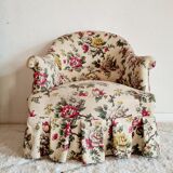 Antique flowered toad armchair