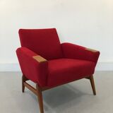DANISH DESIGN ARMCHAIR IN WOOL & TEAK WOOD, 1970S