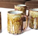 Set of 4 mugs in Migeon sandstone, La Borne, 60s