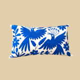 Blue embroidered cushion