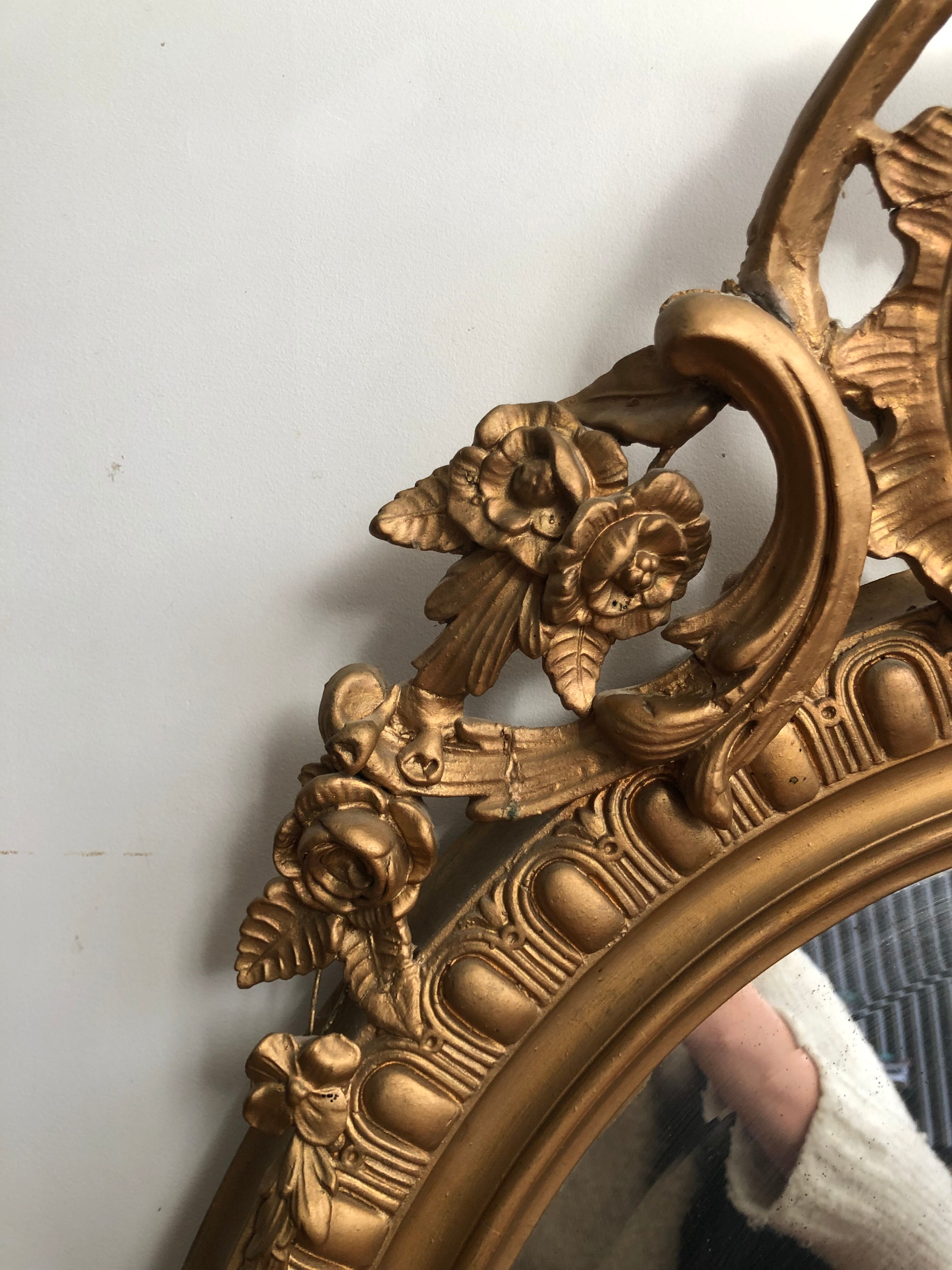 Oval mirror with pediment, 100x70 cm