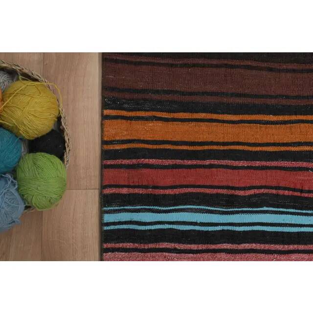 1970s Vintage Turkish Handmade Wool & Cotton Orange Runner Rug 70x311