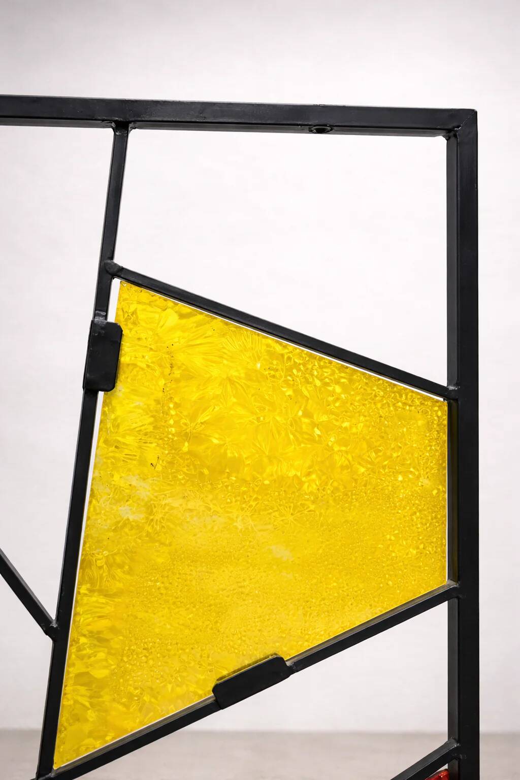 Mid-century modern geometric room divider with textured coloured glass, 1970s–1980s