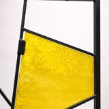 Mid-century modern geometric room divider with textured coloured glass, 1970s–1980s