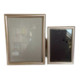 Pair of silver metal photo frames