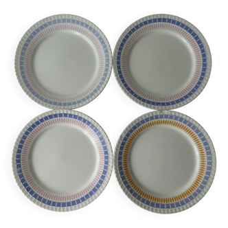 4 assiettes plates Digoin Sarreguemines France, 24 cm