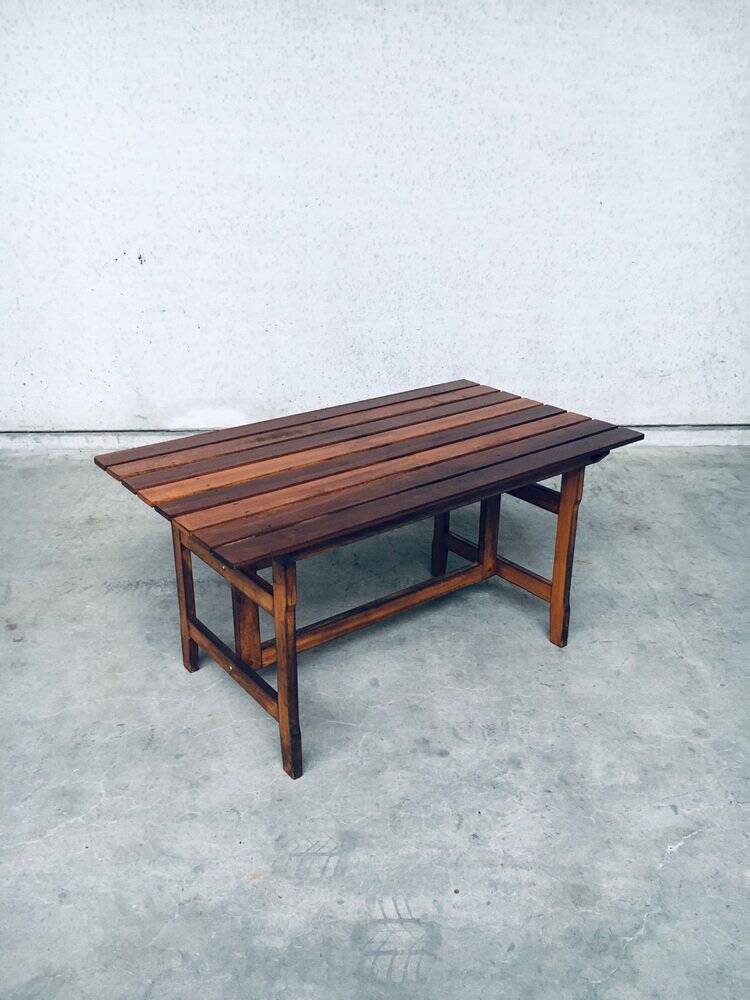 Patinated Wood Garden Table, 1970s
