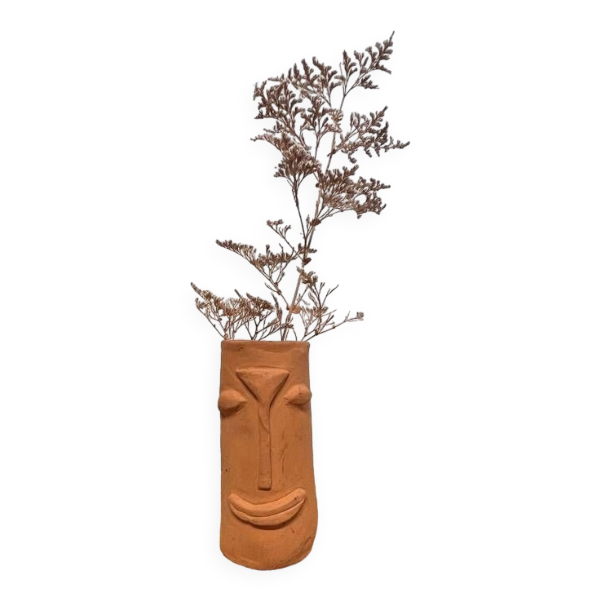 Face terracotta vase