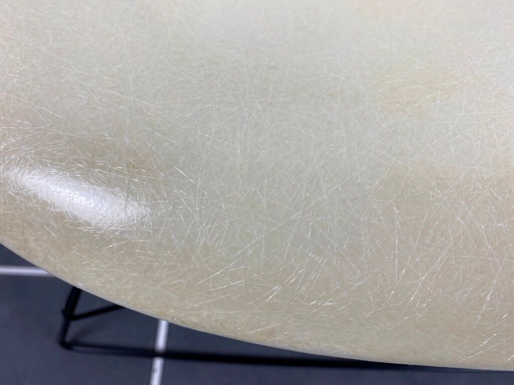 Lounge chair Eames fiber white parchment short back base cat's cradle herman miller vintage 50