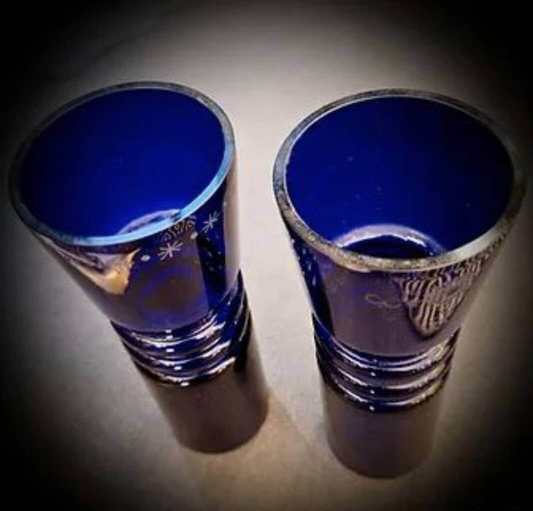 Pair of cobalt blue vases