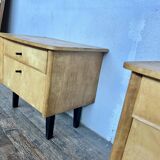 Pair of vintage bedside tables with compass feet