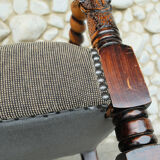 Armchair with sculpted armrests, bust of a woman, Louis XIII Renaissance style