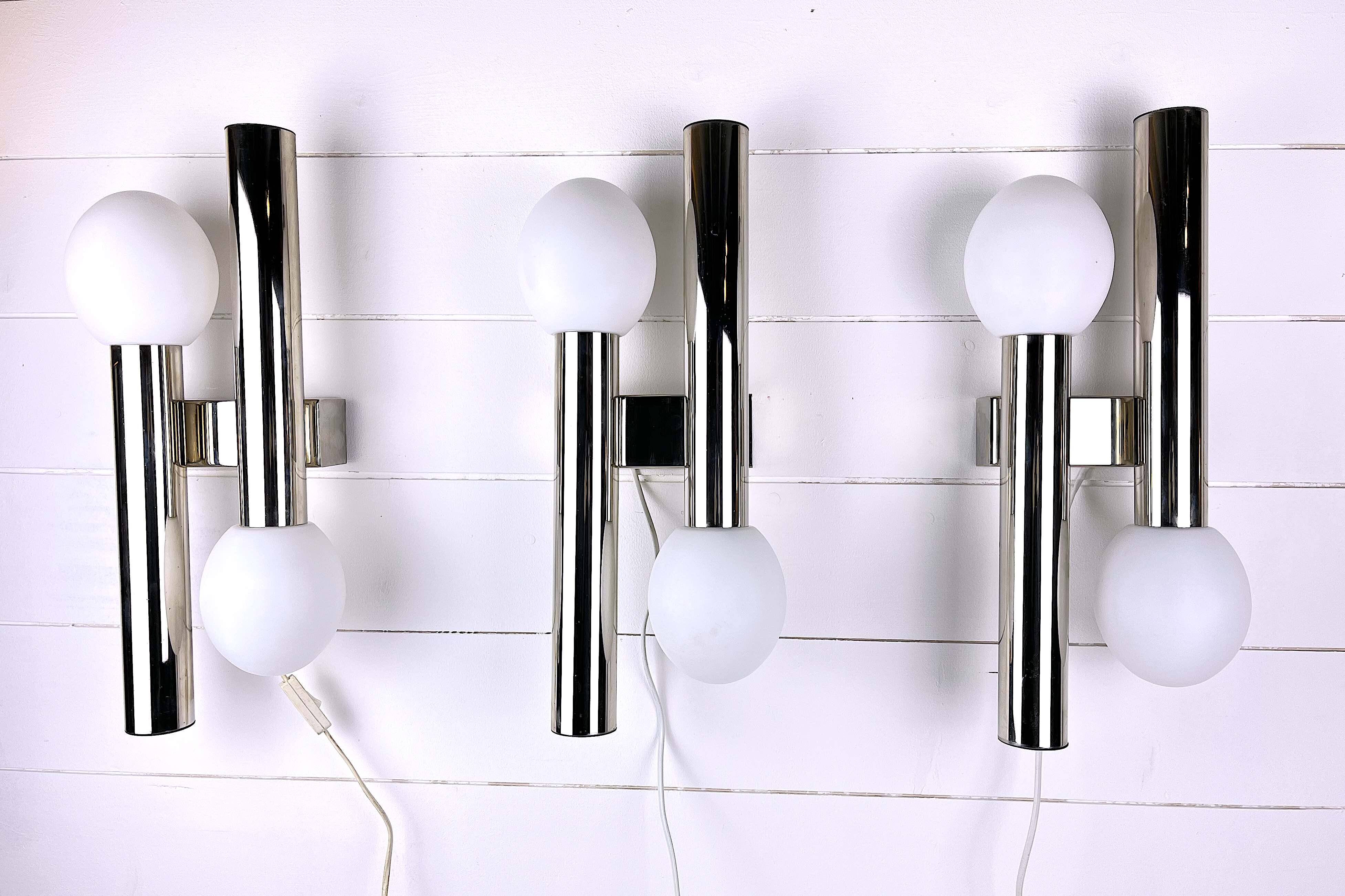 chrome wall lamp by Gaetano Sciolari - Italy, 1970s