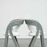 Set of 4 new upholstered vintage design dining chairs from the 1970s by Axel Enthoven for Rohé