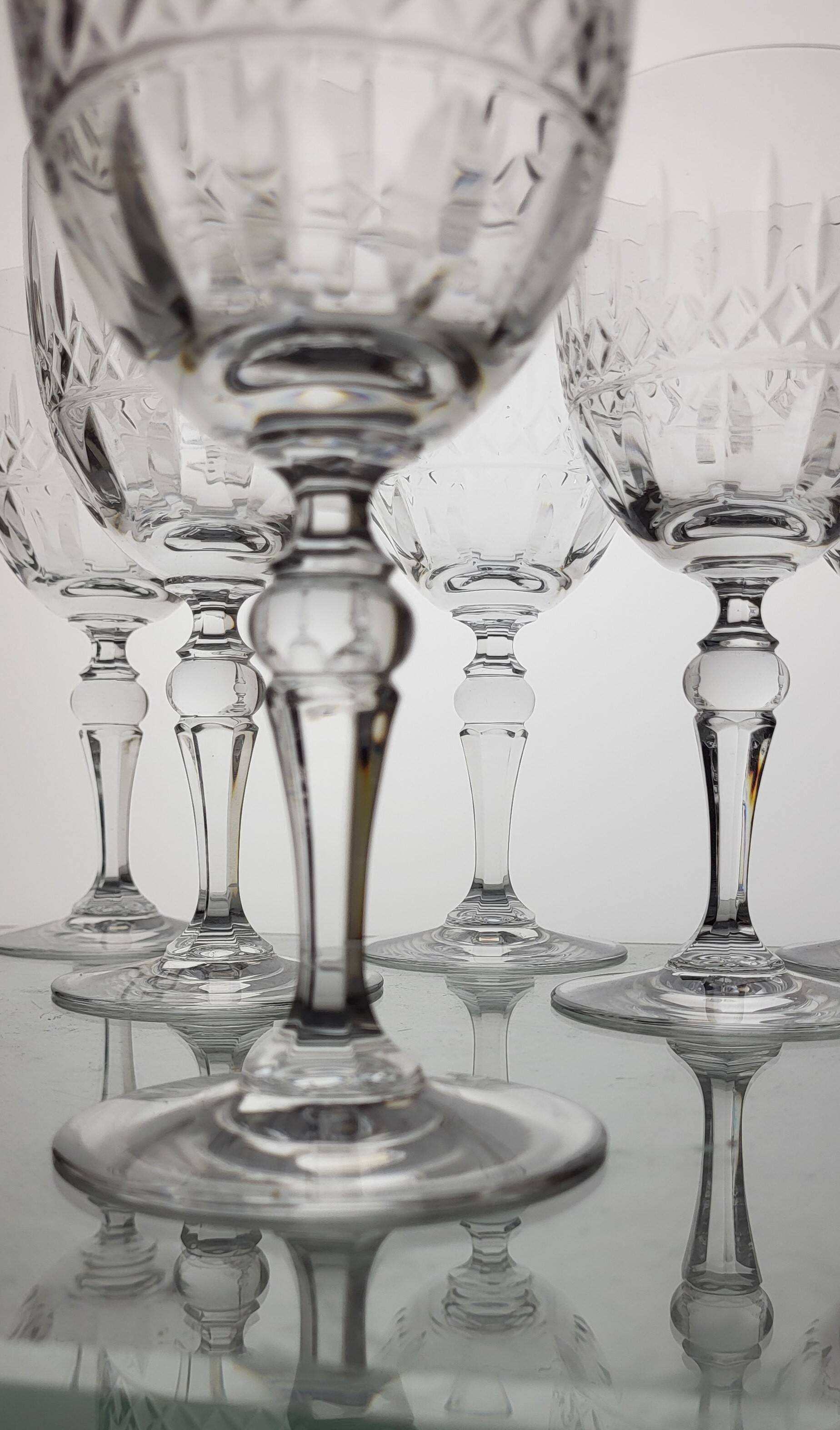 6 signed crystal water/wine glasses