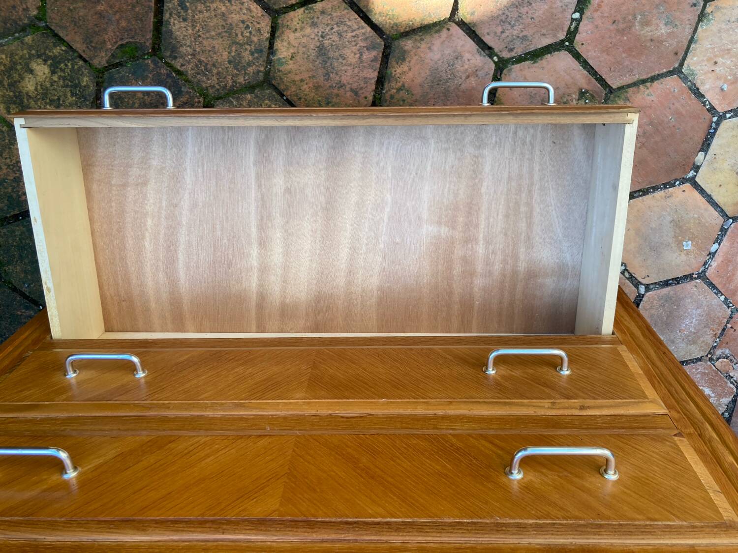 Vintage chest of drawers with compass feet