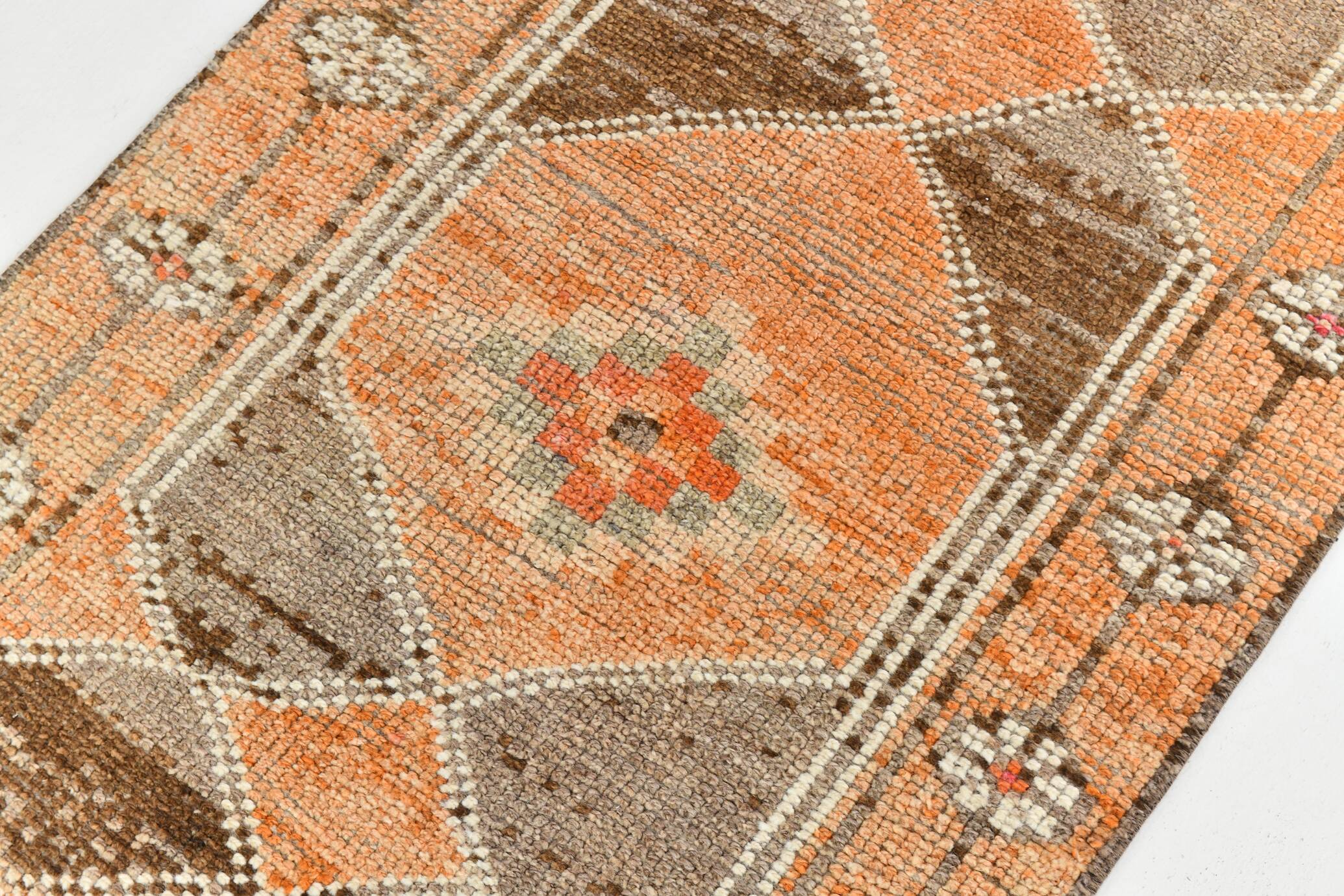 3x14 Long Hallway Runner Rug, Soft Orange Bohemian Wool Runner, 81x429Cm