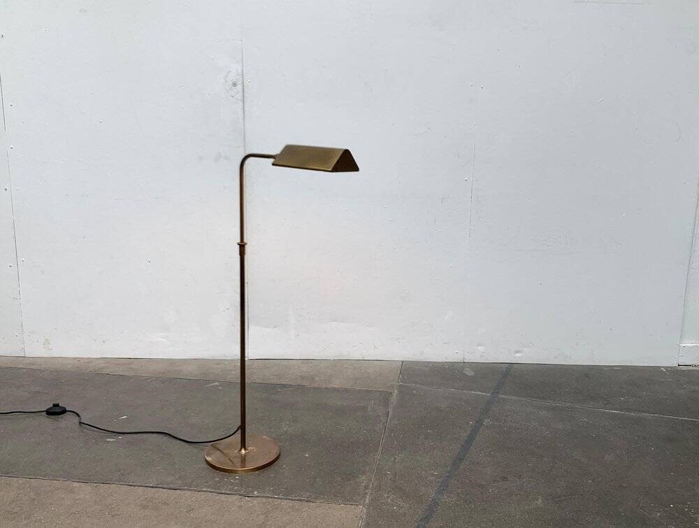 Vintage Hollywood Regency floor lamp in German brass by Florian Schulz.